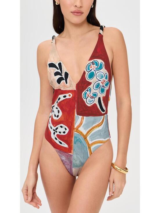 Alemais Other - ALÉMAIS Women's Michelle V Neck One Piece, Multi, XL NO BELT